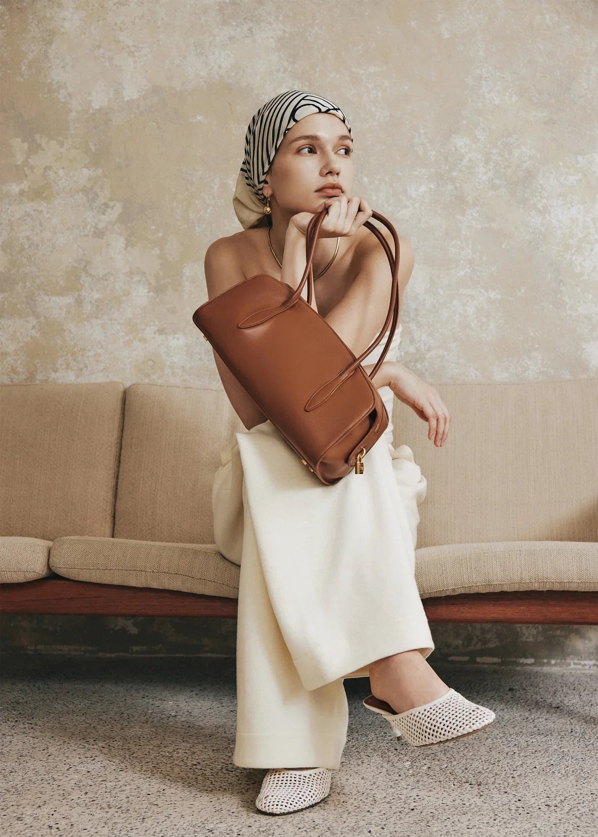 Gabrielle East-West Shoulder Bag - Chocolate Suede