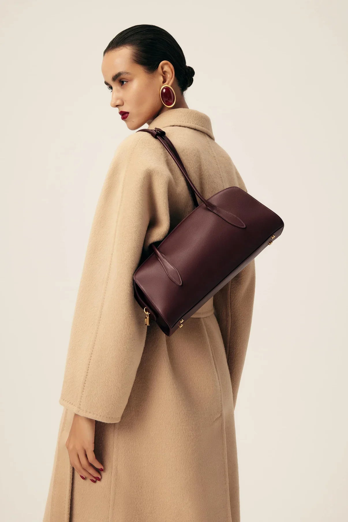 Gabrielle East-West Shoulder Bag - Brown Suede